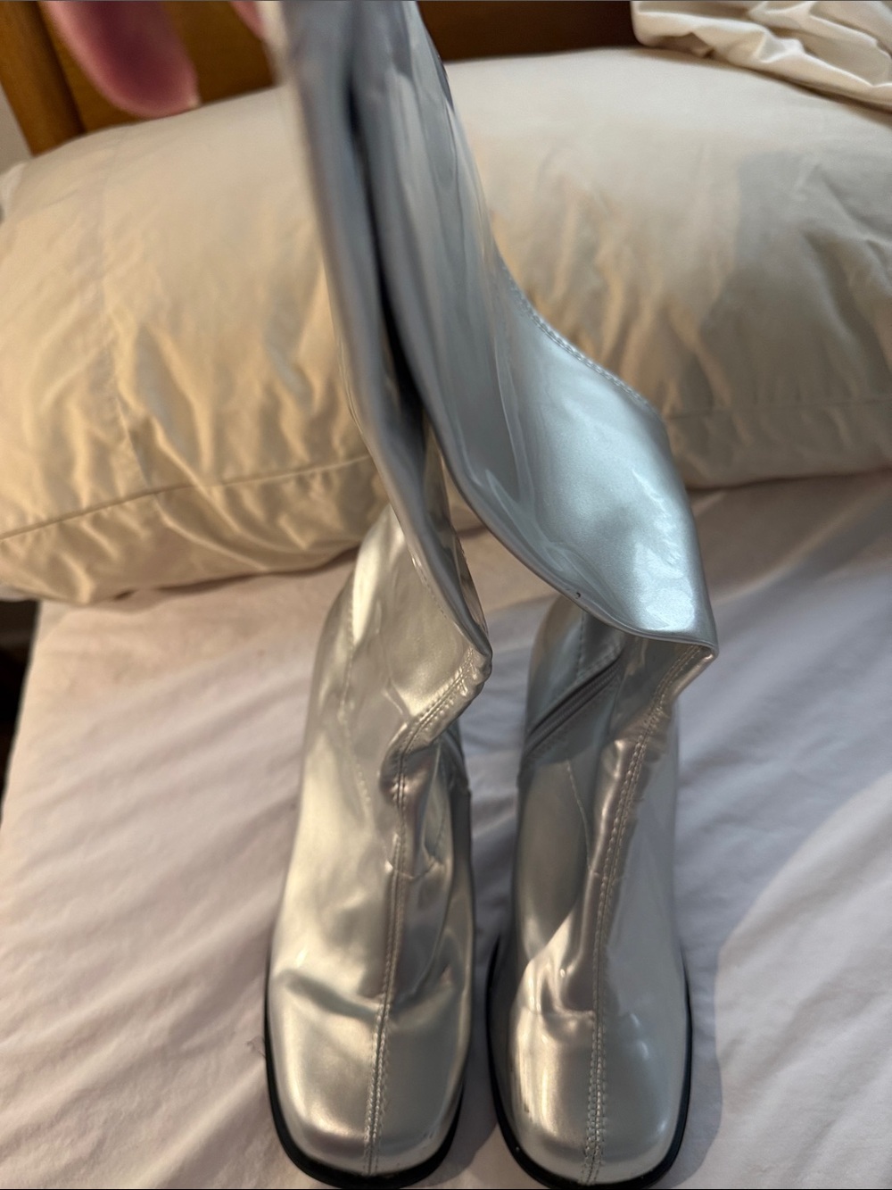 Ellie Silver Square-Toe Ankle Boots